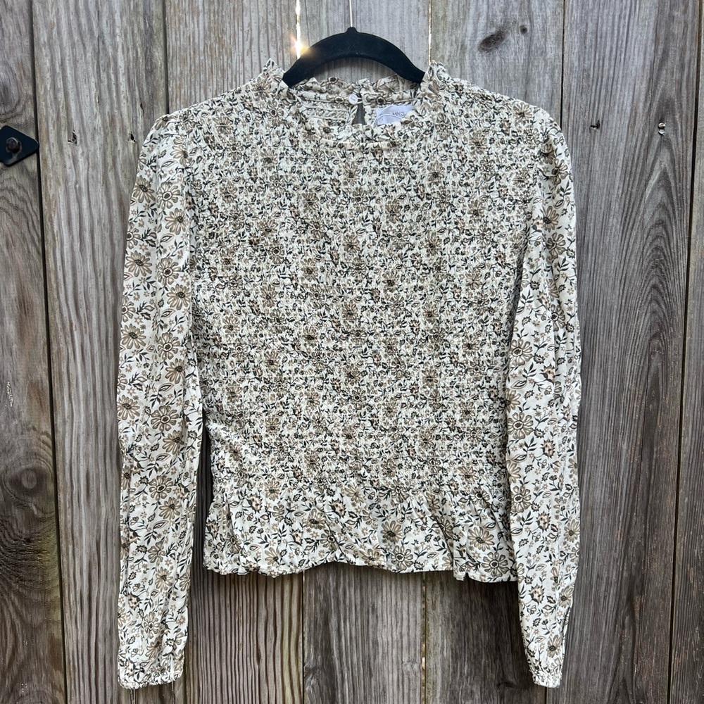 MNG Floral Print Long Sleeve Top Cottagecore Women’s Medium NWOT